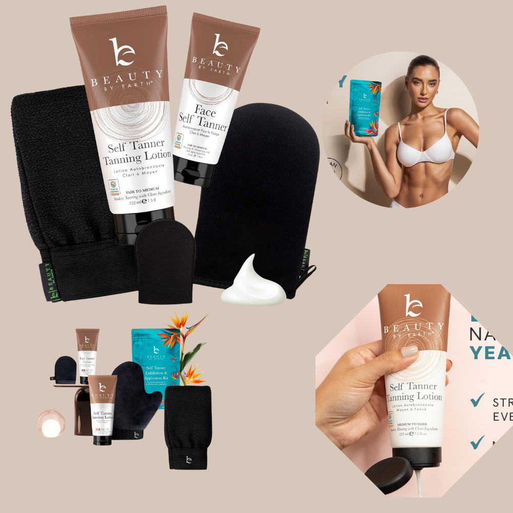 Tanning Lotion Self Tanner Kit-Organic & Natural Ingredients, Self Tanning Lotion Face Tanner & Application Kit
