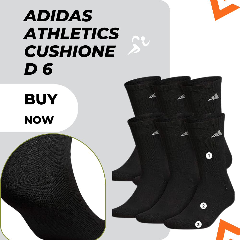 adidas Men's Athletic Cushioned 6-Pack Crew, Cushioned Crew Socks with Arch Compression for a Secure Fit